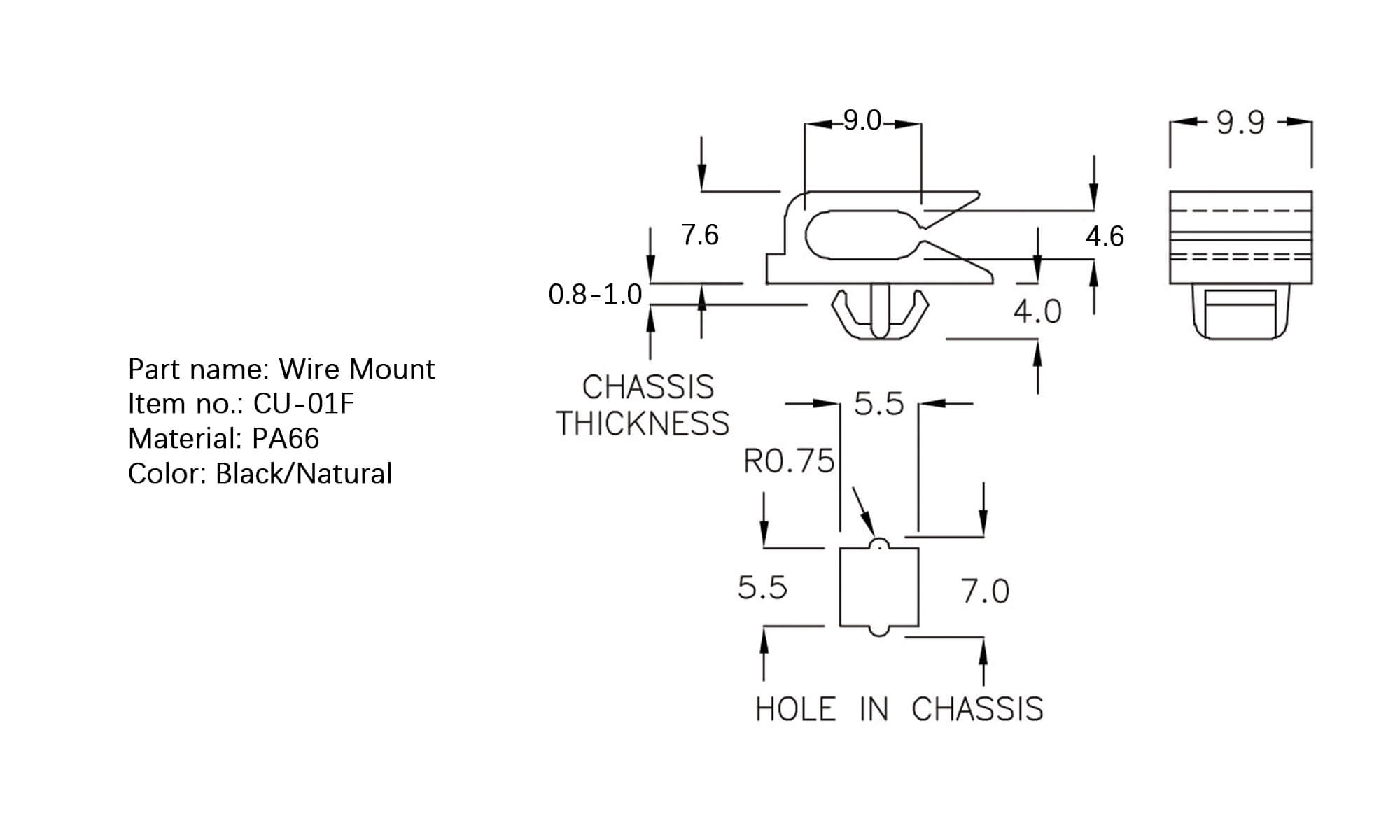 Plastic Wire Mount CU-1